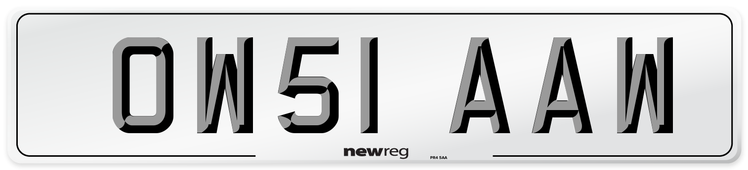 OW51 AAW Number Plate from New Reg